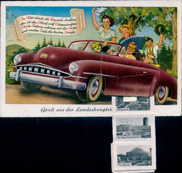 Leporello Postcard Düsseldorf am Rhein, Main Station, Königsallee