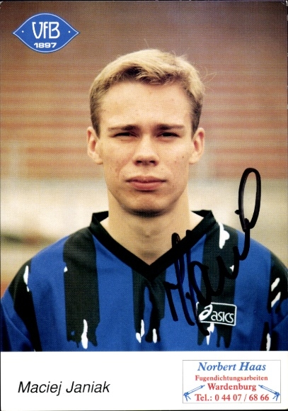Autogrammkarte Fußballer Maciej Janiak, VfB Oldenburg, Autogramm