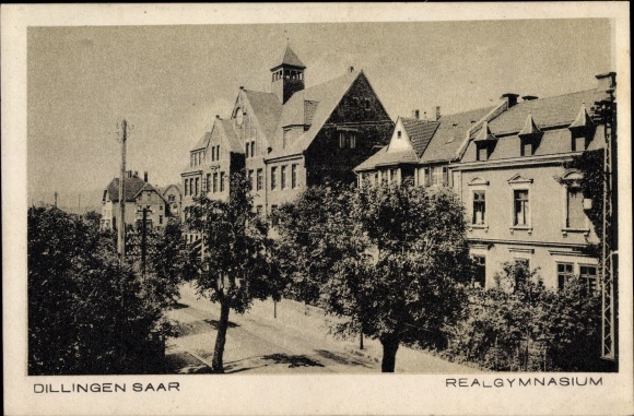 Postcard Dillingen Saarland, Realgymnasium