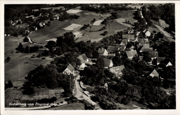 Postcard Sechselberg Althütte in Württemberg, aerial photograph