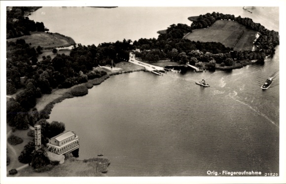 Postcard Sacrow Potsdam, Heilandskirche, aerial photograph