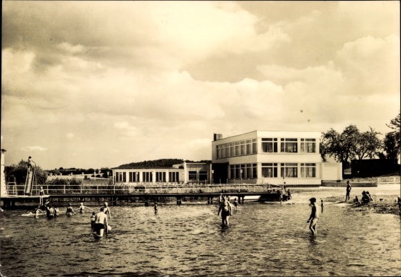 Postcard Sternberg in Mecklenburg, Bad, consumption beach restaurant