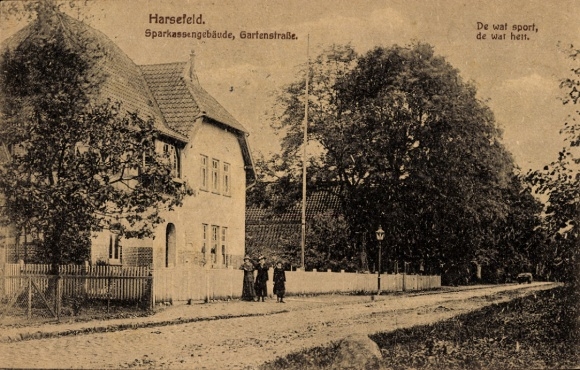 Ak Harsefeld in de wijk Stade, zicht op het spaarbankgebouw aan de Gartenstrasse