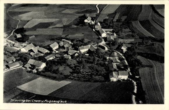 Ak Thierling bij Cham Oberpfalz, luchtfoto van het dorp