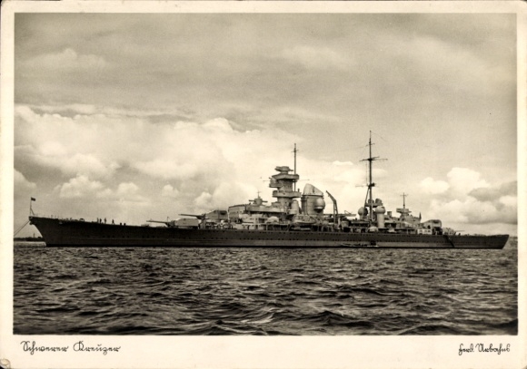 Postcard German warship prince Eugen, heavy cruiser, Kriegsmarine