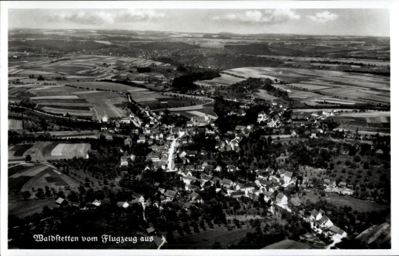 Ak Waldstetten im Ostalbkreis Württemberg, Luftaufnahme von  ländliche Landschaft,  aus 1936