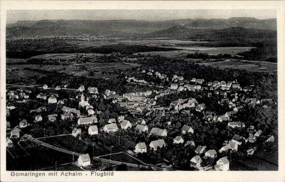 Postcard Gomaringen Baden Württemberg, aerial view of Achalm, view of houses, rural area