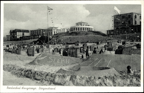 Postcard North Sea resort of Wangerooge in East Friesland, Burgenstrand