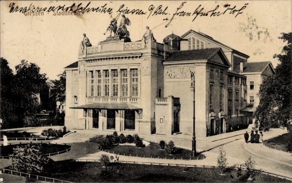 Postcard Giessen Gießen an der Lahn Hesse, City Theatre