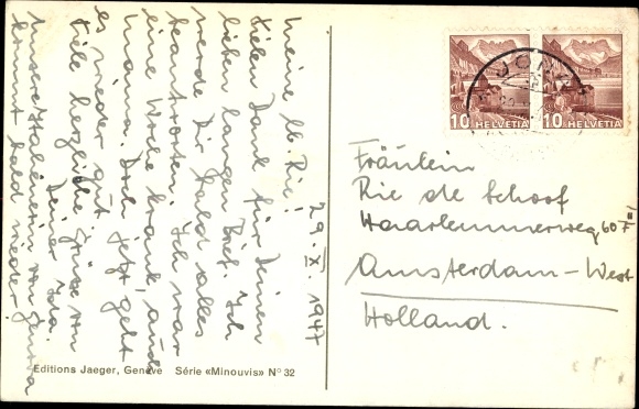 Artist Postcard boy, water skiing, swans, wave, start i&#39;s lido