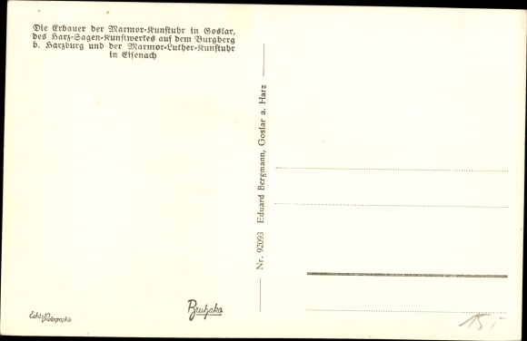 Postcard Goslar am Harz, builder of the marble art clock, workshop, sculptor