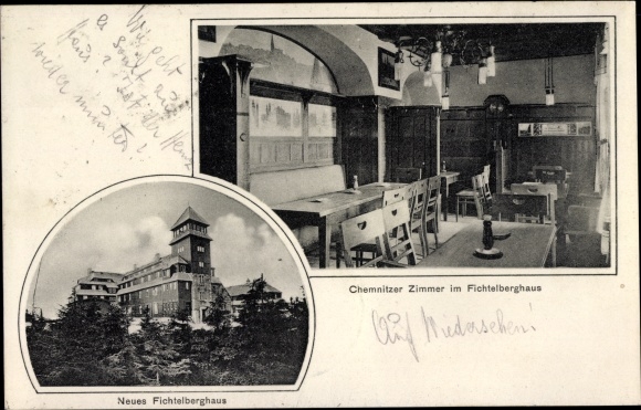 Postcard Oberwiesenthal in the Ore Mountains, Fichtelberg, New Fichtelberghaus, Chemnitz room
