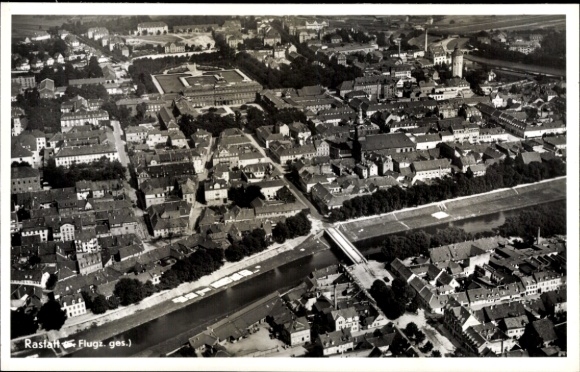 Postcard Rastatt in the Black Forest Baden, aerial photograph