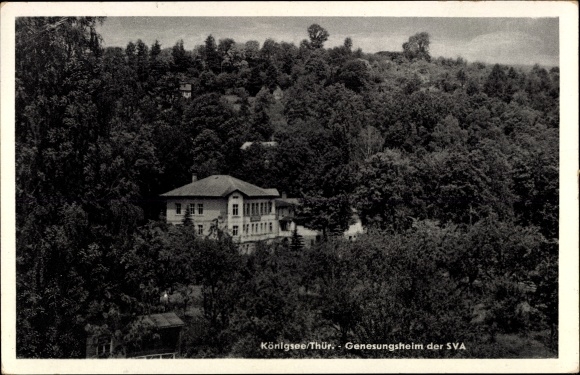 Ak Königsee Rottenbach in Thüringen, Blick zum Genesungsheim, Wald