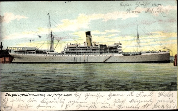 Postcard Steamer Mayor, German East Africa Line, DOAL