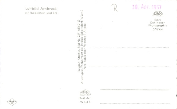 Postcard Arnbruck in the Bavarian Forest Upper Palatinate, aerial photograph, Riedelstein, Eck