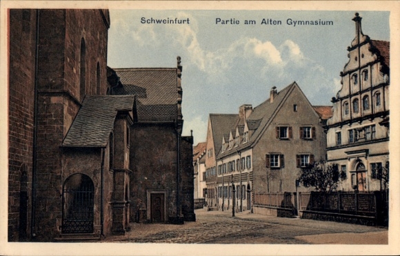 Postcard Schweinfurt in Lower Franconia Bavaria, Schlachtschüssel, game at the Old Gymnasium