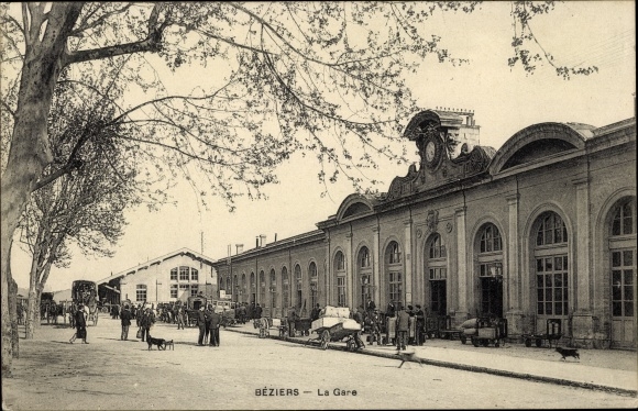 Postcard Béziers Hérault, The Train Station