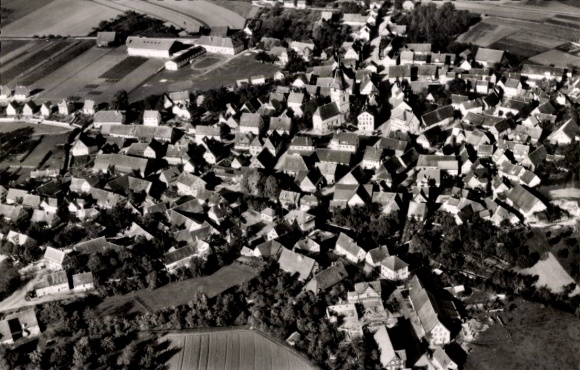 Postcard Blaufelden in Württemberg, aerial photograph
