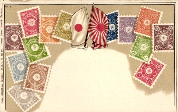 Briefmarken Ak Japan, Flagge