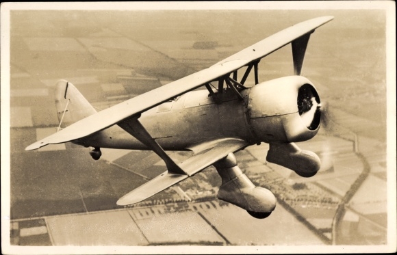Postcard German single-seater fighter in flight