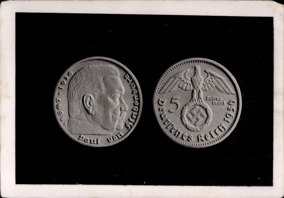 Foto Münze 5 Reichsmark, Deutsches Reich 1936, Paul von Hindenburg