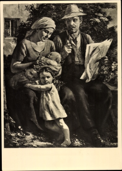 Artist Postcard Heymann, Richard, Peaceful Hour, Family, HDK 501