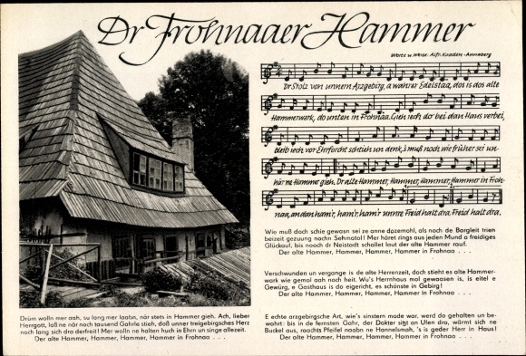 Song Postcard Kaaden, Alfred, Dr Frohnaaer Hammer, Erzgebirgshaus