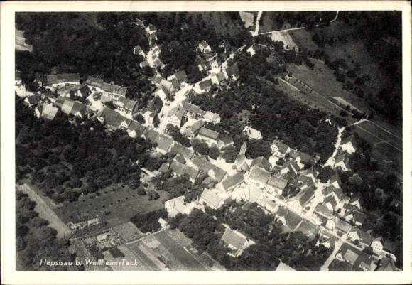 Postcard Hepsisau Weilheim an der Teck Swabian Alb, aerial photograph