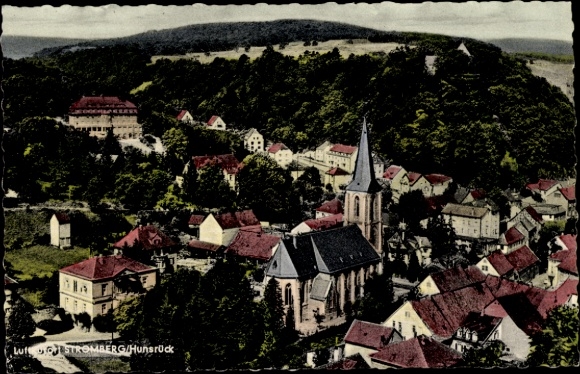 Postcard Stromberg in the Hunsrück, Panorama, Church