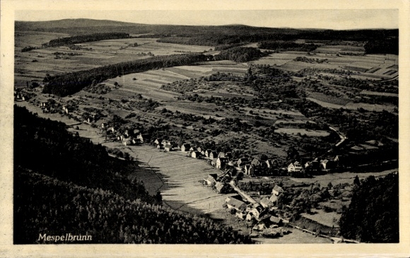 Postcard Mespelbrunn in the Spessart Lower Franconia, aerial photograph