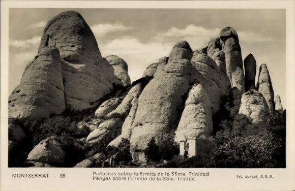 Zdjęcie Montserrat Katalonia, skała, kaplica, natura, czarno-białe zdjęcie