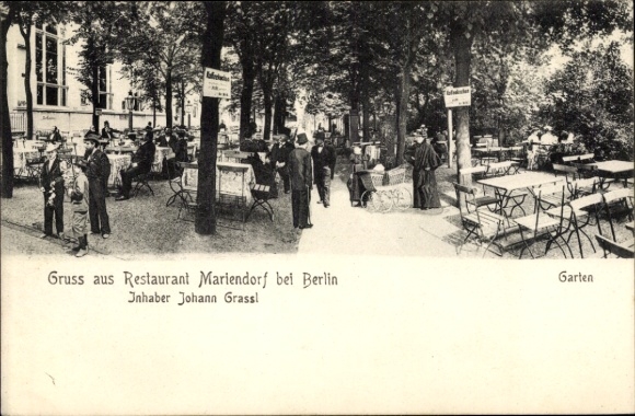 Ansichtkaart Berlijn Tempelhof Mariendorf, restaurant, tuin