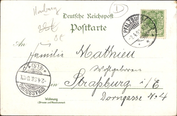 Chromo-Litho Hamburg Mitte Altstadt, Hafen, Steamer Pennsylvania, Quartersman