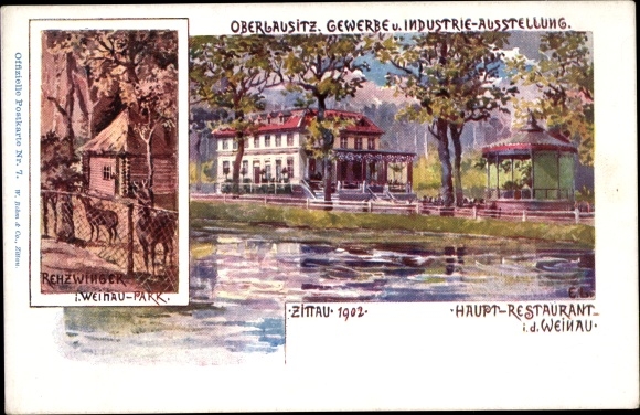 Artist PC Zittau, trade and industry exhibition 1902, Rehzwinger, main restaurant Weinau