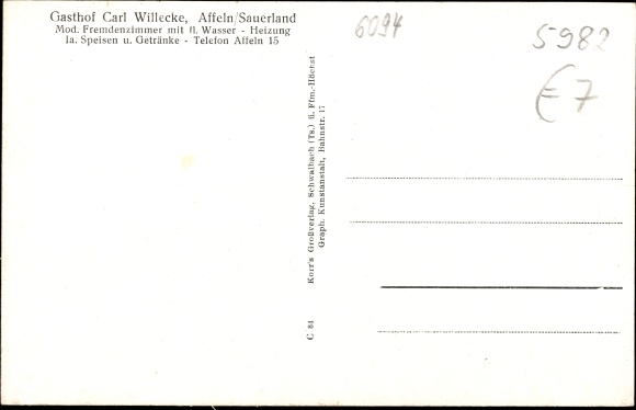 Postcard Affeln Neuenrade in the Sauerland, Gasthof Carl Willecke