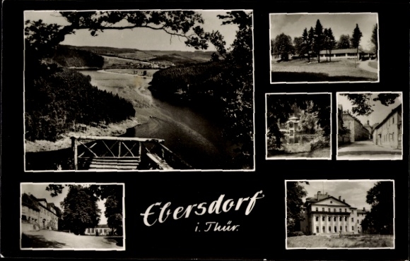 Postcard Ebersdorf in Thuringia, partial views, panorama