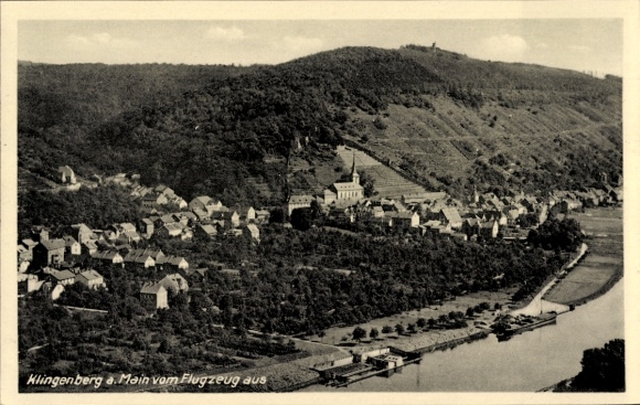 Postcard Klingenberg am Main Lower Franconia, aerial photograph