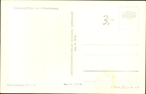 Ansichtkaart Oderberg in de Mark, stadsgezicht met Albrechtsberg, kerk
