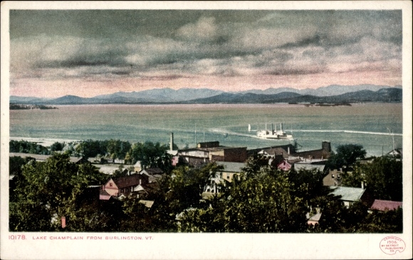 Briefkaart Burlington Vermont Verenigde Staten, Lake Champlain