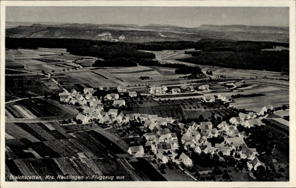Postcard Bleichstetten St. Johann in Württemberg, aerial photograph