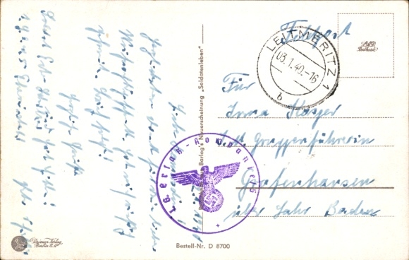 Artist Postcard Barlog, Soldier's life means being funny, Wehrmacht, officer, dormitory, II. WW