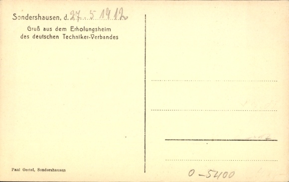 Postcard Sondershausen in the Kyffhäuserkreis Thuringia, recreation home of the German Technicians Association