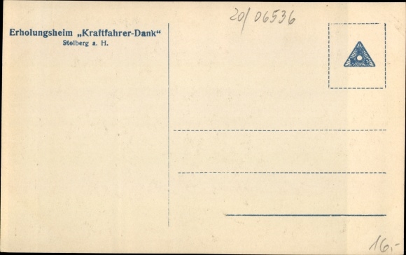 Postcard Stolberg in the Harz, convalescent home motorists thanks