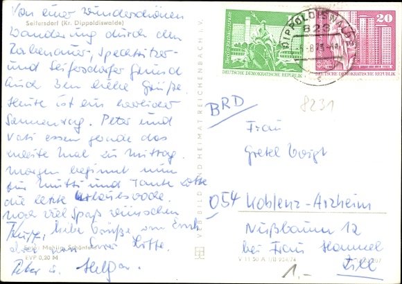 Postcard Seifersdorf Dippoldiswalde in the Eastern Ore Mountains, panorama