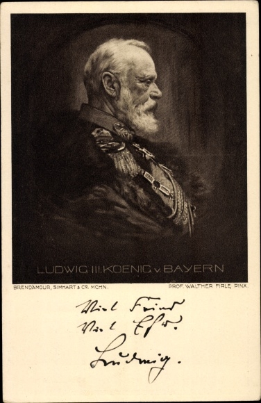 Postal stationery artist PC Firle, Walther, King Ludwig III of Bavaria, many enemies, many honors