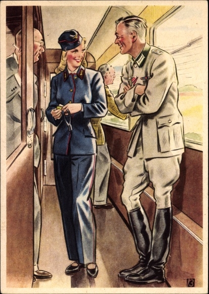 Artist Postcard Becker, Women create for you, The Train Conductor, Wehrmacht, No. 653