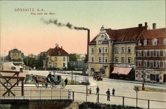 Ak Gößnitz in Thüringen, Weg nach der Bahn, Altenburger Haus