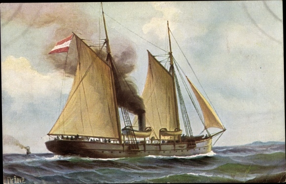 Artist PC Rave, Chr., Marine Gallery 162, Austrian Warship, Von der Tann, gunboat