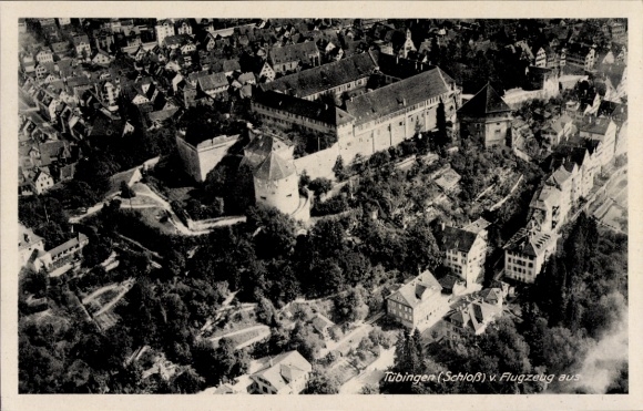 Ak Tübingen am Neckar, Luftbildansicht von  Schloss, Fotografie